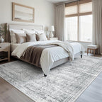 Area Rug 10x12 Vintage Washable Living Room Large Gray Carpet Non Slip Bedroom - Image 5