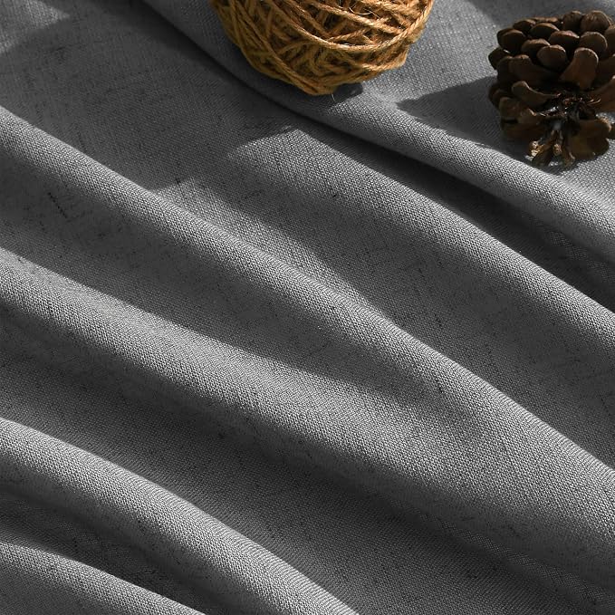Nanspring Blazer Grey Curtain Linen Blend Light Filtering Back Tab Curtains 108 - Image 5