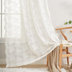 YJ YANJUN Vintage Lace Curtains 63 Inches Length- Elegant Victorian Floral - Image 3