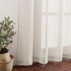 NICETOWN Linen Flax Semi Sheer Curtains 72" Length, Grommet Top Bedroom Window - Image 6