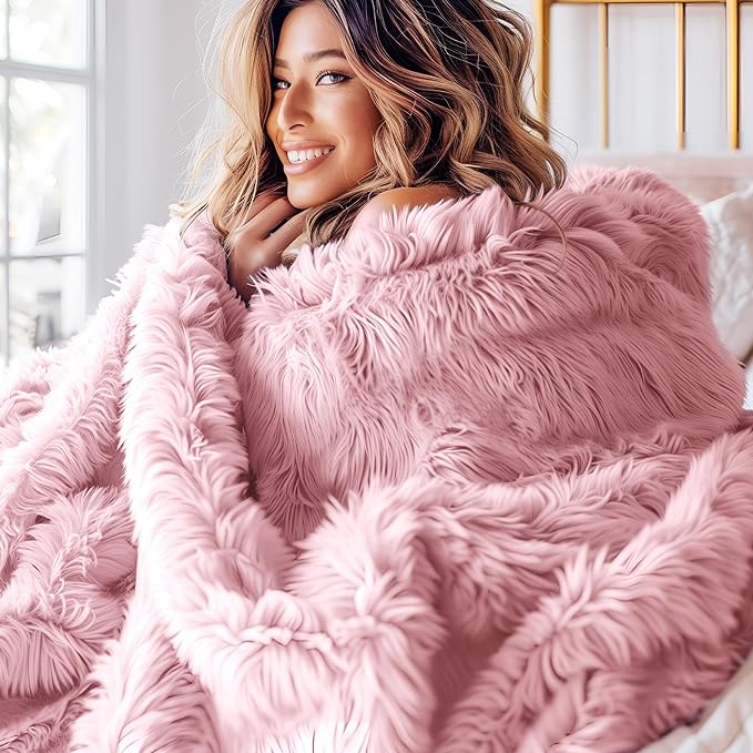 Bedsure GentleSoft Fluffy Pink Blankets Queen Size - Image 2