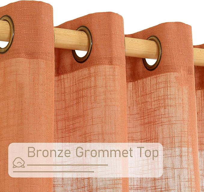 LAMIT Burnt Orange Linen Curtains 45 inches Long - Image 4
