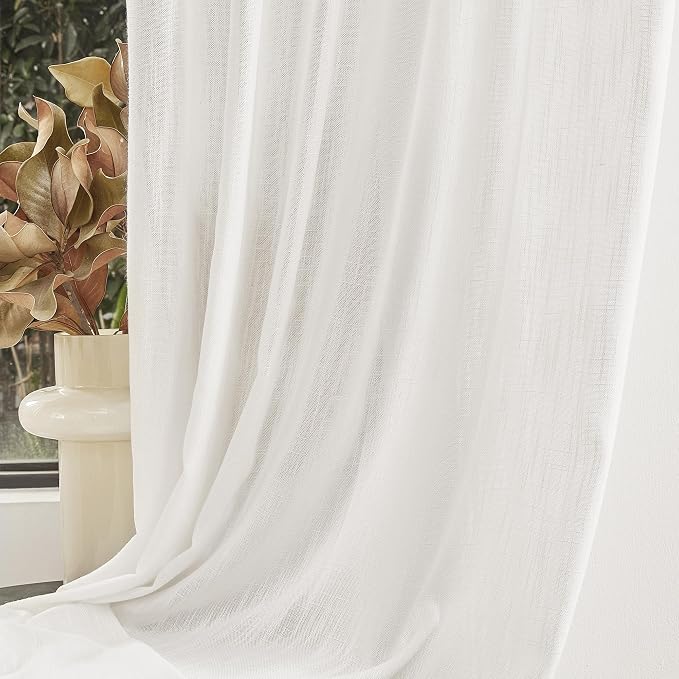 MYSKY HOME Short Curtains for Small Kitchen Windows 45 inches Length, Linen - Image 7