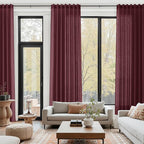 Nanspring Burgundy Linen 144 Inch Curtains - Image 6