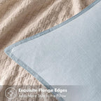 MIULEE Decorative Linen Euro Sham Pillow Covers 24x24 Light Blue ​Boho - Image 2