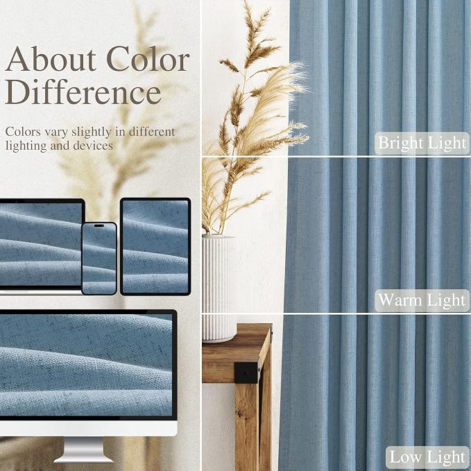 Nanspring Blue Curtains 132 Inches Long 2 Panels - Image 4