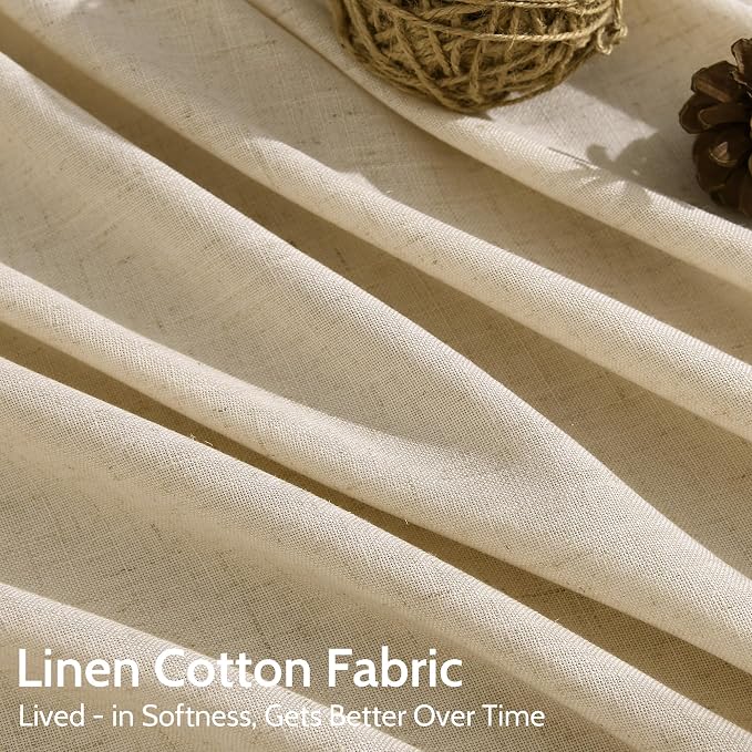Nanspring Tan Linen Curtains 63 Inches Long - Image 4