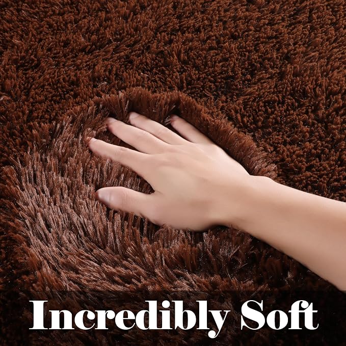 ONASAR Brown Rugs for Living Room Bedroom, 5x8 Fluffy Bedside Area Rug - Image 2