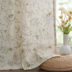 jinchan Floral Linen Curtains for Living Room 84 Inch Length Green Flower - Image 7