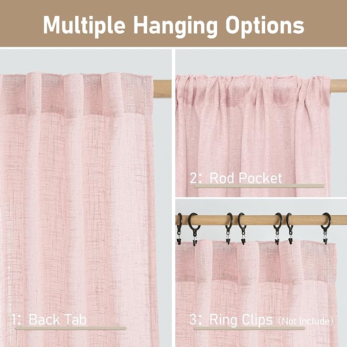 LAMIT Short Linen Curtains 30 Inch Length - Image 3