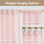 LAMIT Semi Sheer Linen Curtains 45 Inches Long, Light Filtering Panels Back Tab - Image 3