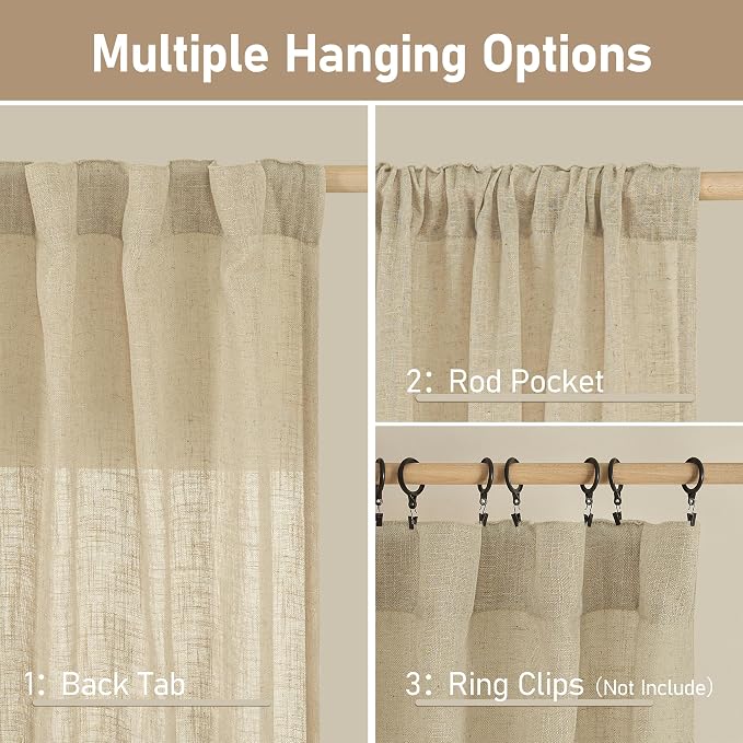 LAMIT 24 Inch Cafe Linen Curtains - Image 3