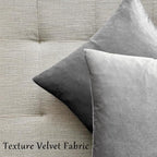 GIGIZAZA 16x16 Square Velvet Small Pillow Covers Set of 2 Silver Grey Throw - Image 5