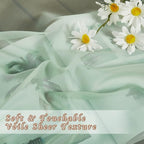 NICETOWN Sage Green Sheer 120 inch Long Curtains Voile Textured, Grommet Soft - Image 3