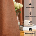 Yakamok Burnt Orange Linen Curtains 100% Blackout 63 Inches Long, Room - Image 5