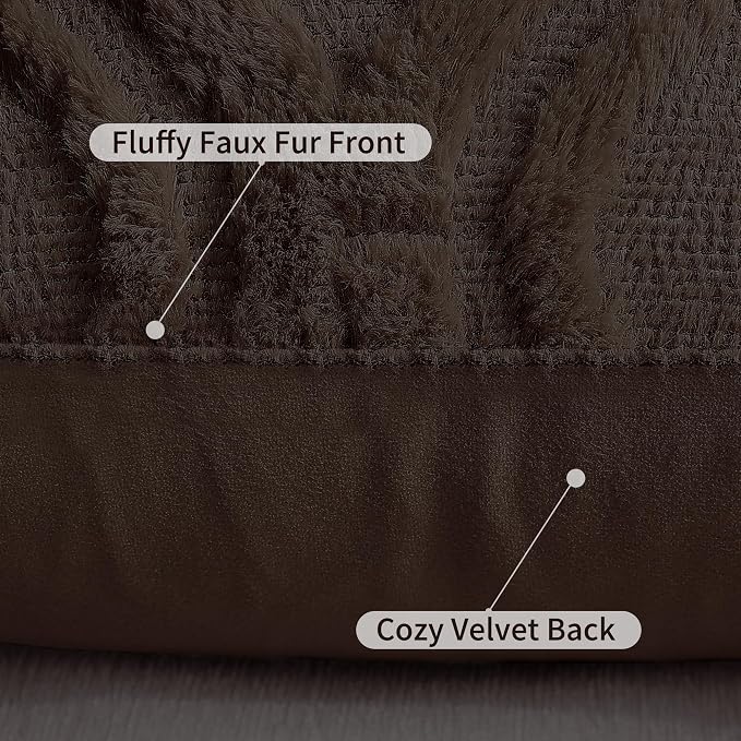 decorUhome Throw Pillow Covers 16x16 Inch Set of 2, Soft Plush Faux Wool Dark - Image 6