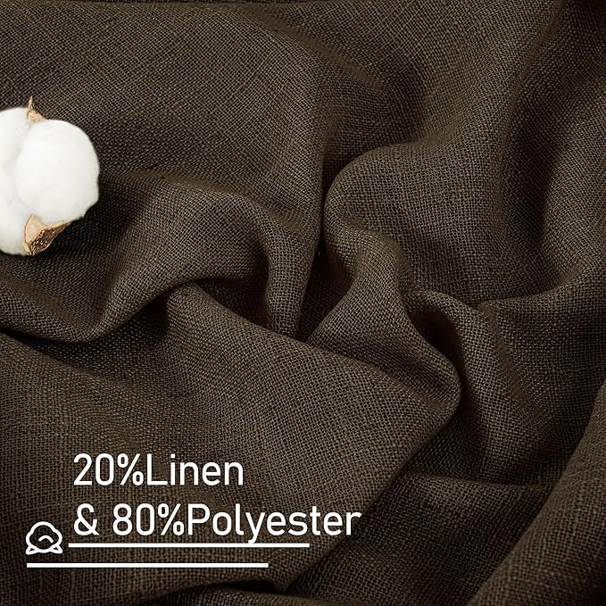 LAMIT Linen Curtains 60 Inch Length 2 Panels, Light Filtering Panels Back Tab - Image 2