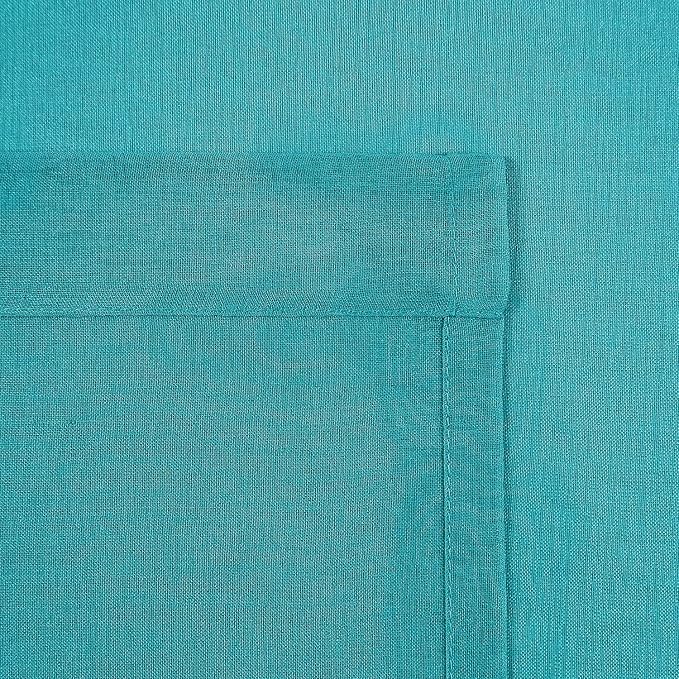 DWCN Turquoise Sheer Curtains Semi Transparent Voile Rod Pocket Curtains - Image 6