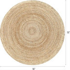 Hausattire Jute Braided Hand Woven Rug, 8 Feet Round – Natural, Boho Large Area - Image 2