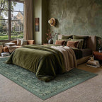 6x9 Washable Area Rug for Living Room Bedroom Vintage Green Carpet Soft Low - Image 3