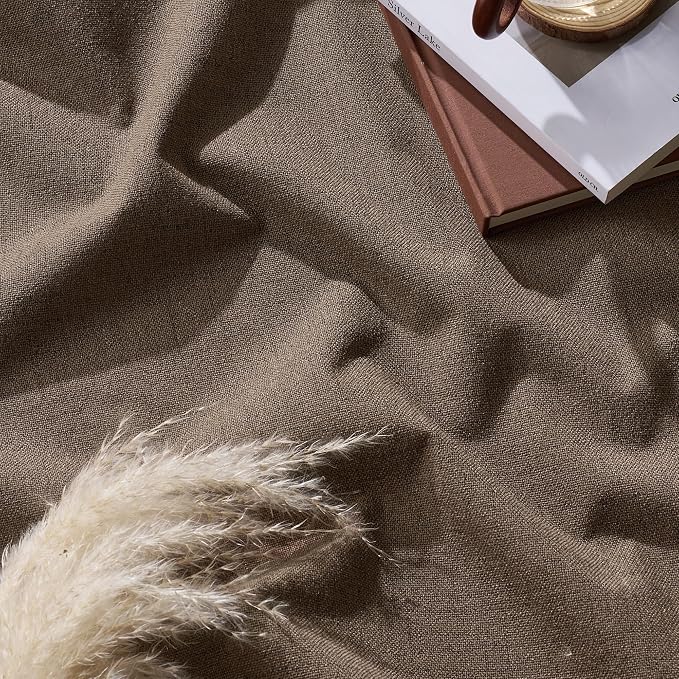 RYB HOME Coffee 100% Blackout Linen Curtains 78 inch Long, Thermal Insulated & - Image 8