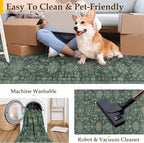 9x12 Washable Area Rug for Living Room Bedroom Vintage Green Non Slip Carpet - Image 5