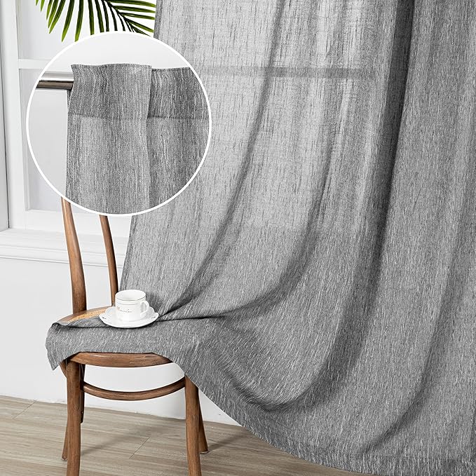 MYSKY HOME Living Room Curtains Semi Sheer Light Filtering Privacy Drapes Linen by MYSKYHOME