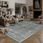 8x10 Washable Area Rug for Living Room Bedroom Vintage Black Grey Non Slip - Image 4