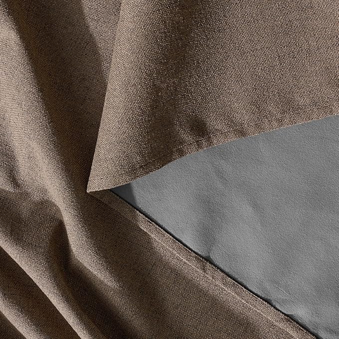 RYB HOME Coffee Linen 100% Blackout Curtains - Image 7